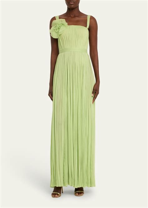 J Mendel Rosette Hand Pleated Chiffon Gown Bergdorf Goodman