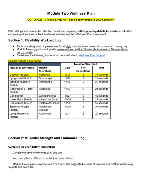 Copy Of Copy Of Module Wellness Plan Module Two Wellness Plan Go To