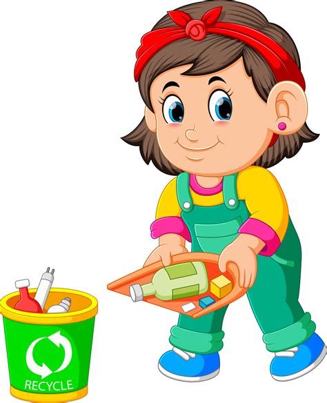 A Girl Keep Clean Environment By Trash In Rubbish Bin 13799132 Vector