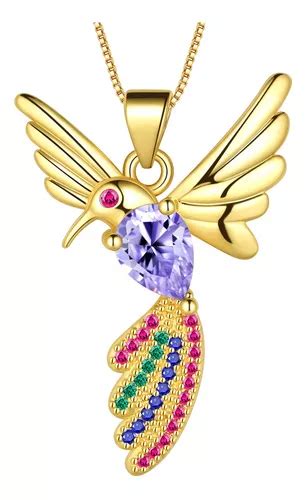 Bello Collar Dije Colibri Cadena De Regalo Mujer Oro Lam K Meses