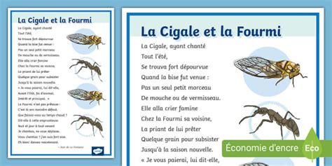 La Cigale Et La Fourmi La Fontaine L Enseignant A Fait