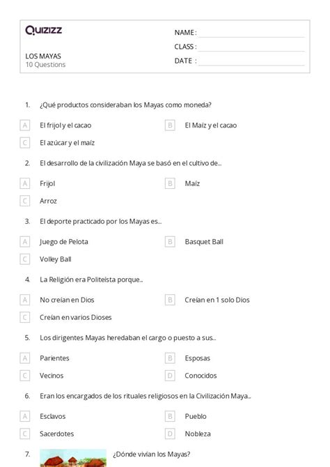 Civilizaci N Maya Hojas De Trabajo Para Grado En Quizizz