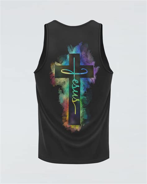 Jesus Cross Colorful Watercolor Womens Christian Tanks Faith Hope Love