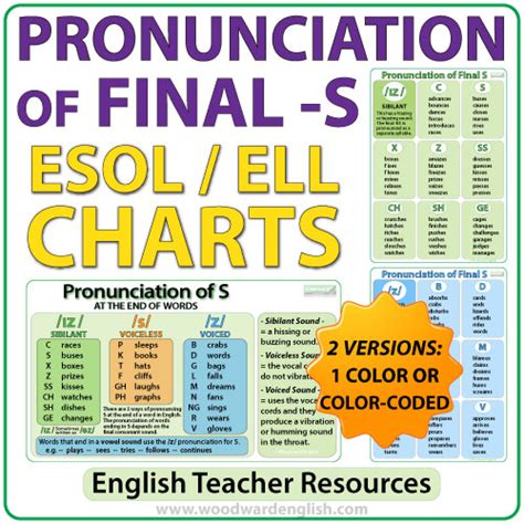 Final S Pronunciation ESOL Charts Woodward English