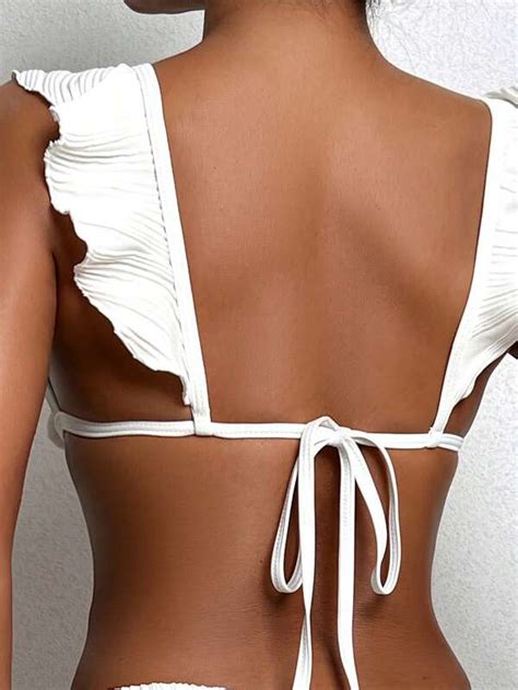 Ruffle Trim Tie Side Bikini Swimsuit Shein Usa