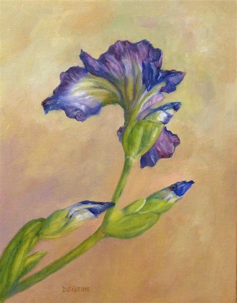 Daily Painting Projects: Graceful Purple Iris Oil Painting Still Life ...