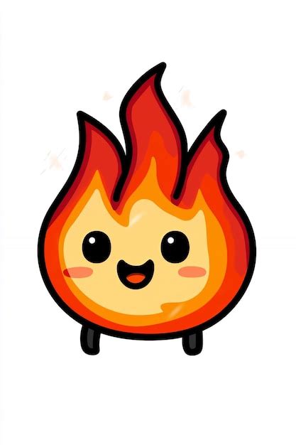 Cute Cartoon Fire Character with Smiling Face | Premium AI-generated image