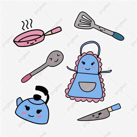 Cocina Kawaii Sticker Set PNG Dibujos Cocina Kawaii Sartoon PNG Y