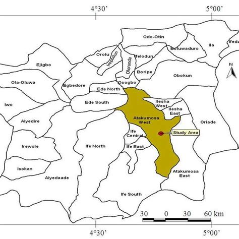 Map of osun state showing the study Area | Download Scientific Diagram