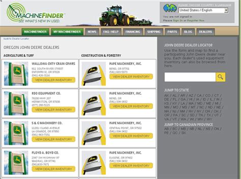 New MachineFinder Feature: John Deere Dealer Locator