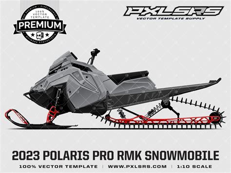 2023 Polaris PRO RMK Snowmobile 'Side' 'Premium' Vector Template - Pixelsaurus