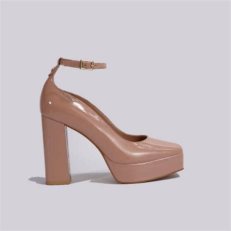 Nude Ankle Strap Women Platform Pumps