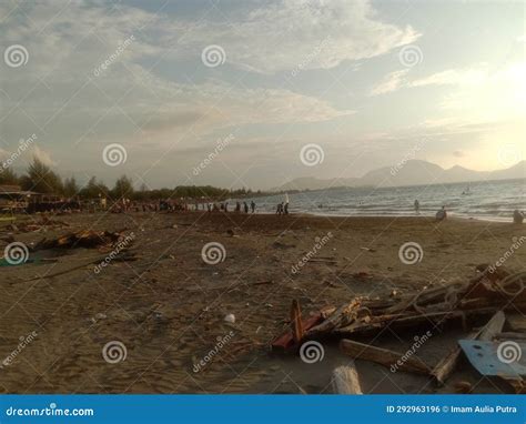 Clear Sky with Clouds at Sunset on the Beach Stock Photo - Image of ...