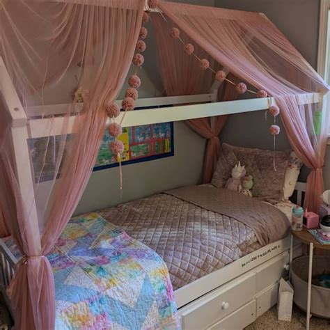 Pink Kids Bed Canopy, Kids Canopy, Crib Netting, Dusty Pink Canopy Bed ...