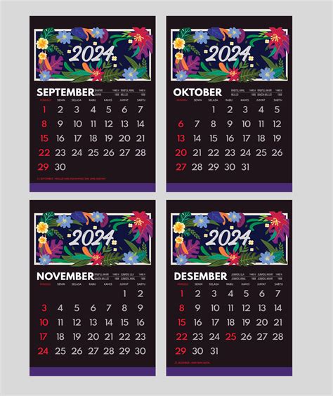 Indonesian Calendar Set With National Holiday Kalender