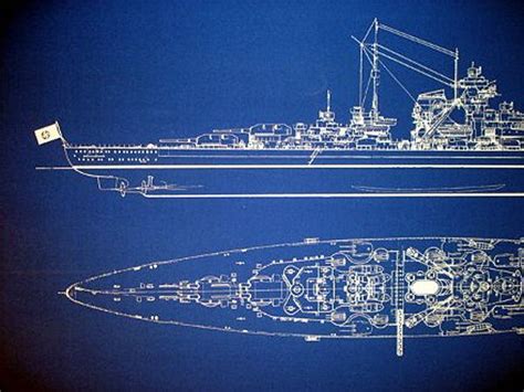 Ww2 German Battleship Bismarck Print Blueprint Plan 24x36 025