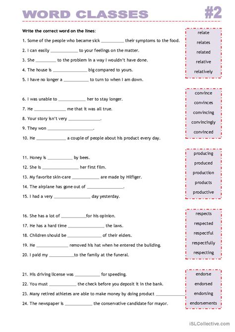 Word Classes 2 general gramma…: English ESL worksheets pdf & doc