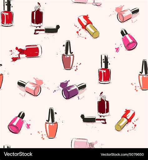 Seamless pattern hand drawing with nail polish Vector Image