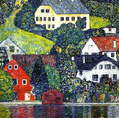 Quadro Pintura Tela Casas Gustav Klimt Attersee Quadro Pintado