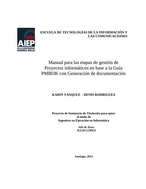 PDF Manual Para Las Etapas de Gestión de Proyectos Informáticos en