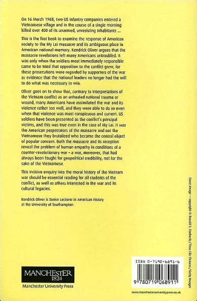 The My Lai Massacre In American History And Memory By Kendrick Oliver