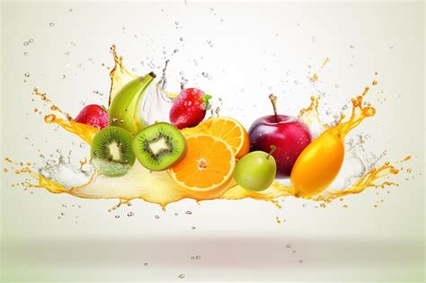 Premium AI Image | Fruit splashing in a splash of juice