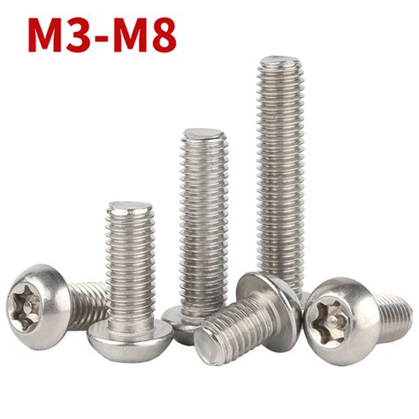 304 Stainless Steel Pin Tamper Bolts M3 M4 M5 M6 M8 M10 Torx Security Button Head