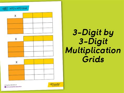 Three Digit By 3 Digit Multiplication Grids With The Text 3 Digit By