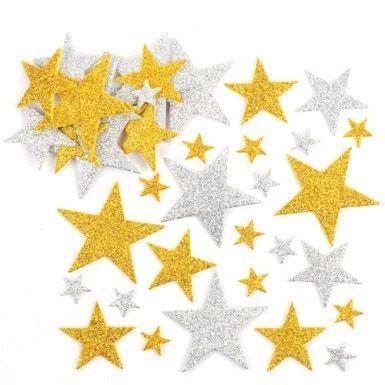 Gold & Silver Glitter Star Stickers Add a touch of gold and silver ...