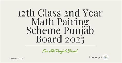 Th Class Nd Year Math Pairing Scheme Punjab Board