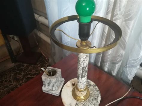 Лампа настольная зеленая с мраморным стаканом для карандашей.: 3 000 ...