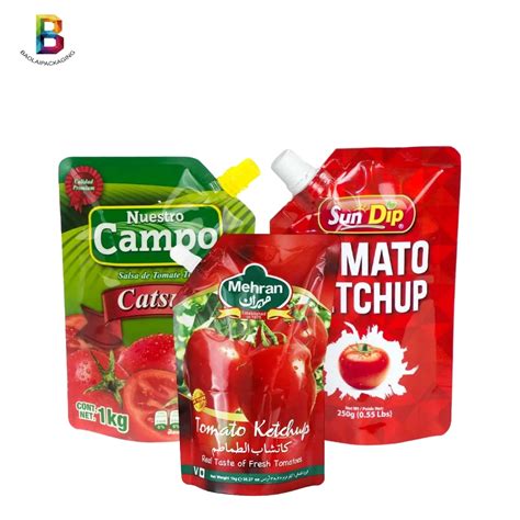 Heat Filling Retort Tomato Sauce Stand Up Pouch With Spout Doypack