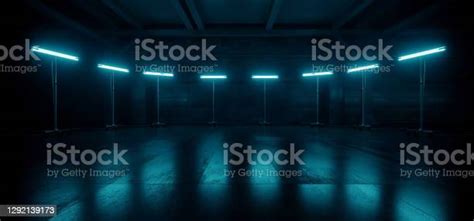 Sci Fi Industrial Cyber Futuristic Stage Blue Neon Led Lights Glowing