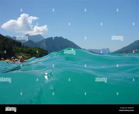 Steinbach Am Attersee Lake Attersee Swimmers Mount Schafberg Wall