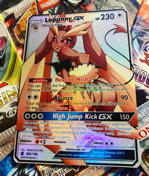 Custom Pokémon Full Art Card Lopunny GX Etsy