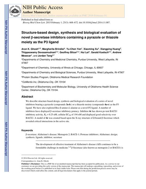 Pdf Structure Based Design Synthesis And Biological Evaluation Of