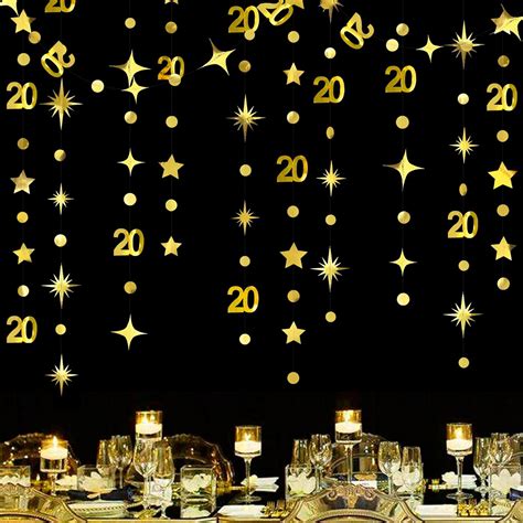 Amazon.com: Gold 20th Birthday Decorations Number 20 Circle Dot Star ...