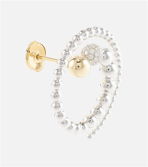 Ball Kt Gold And White Gold Single Earring With Diamonds In Gold