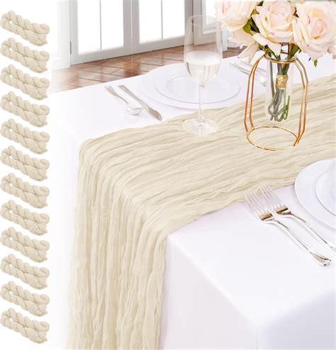 Amazon BUCLA 12 Pack 10Ft Ivory Cheesecloth Table Runner Table