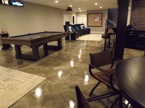 Epoxy with metallic marble design for a basement … | Epoxy floor