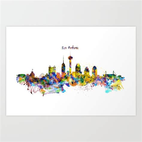 San Antonio Skyline Silhouette Art Print by MarianVoicu | Society6