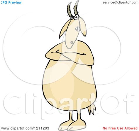 Cartoon Of A Mad Goat Stnading With Folded Arms Royalty Free Vector Clipart By Djart 1211283