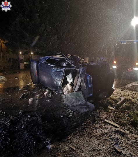 GM STARY ZAMOŚĆ Pijany 21 latek wypadł z drogi i dachował Nowy