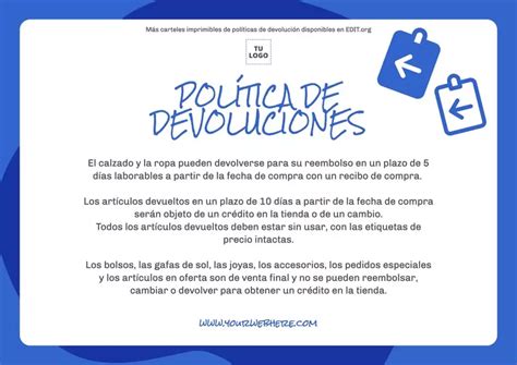 Carteles De Políticas De Cambios Y Devoluciones