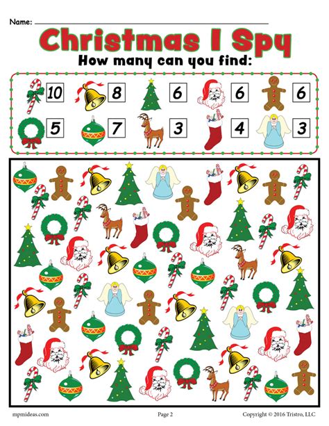 Christmas I Spy Free Printable Christmas Counting Worksheet Supplyme