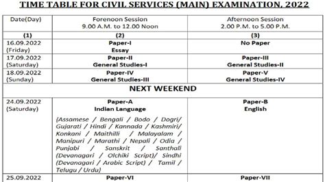 Ias Main 2022 Timetable Out Get Download Link Here