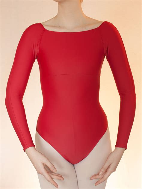 Square Neck Square Mid High Back Ballet Leotard With Long Sleeves In