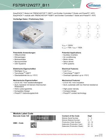 Infineon FS75R12W2T7 B11 IGBT Module Datenblatt Manualzz