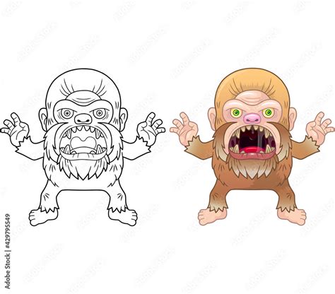 Cartoon Angry Bigfoot Coloring Book Funny Illustration Stock Vector