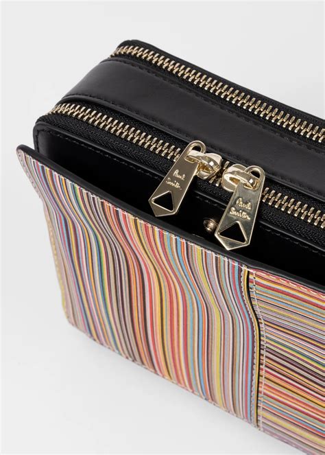 Women S Leather Signature Stripe Cross Body Bag